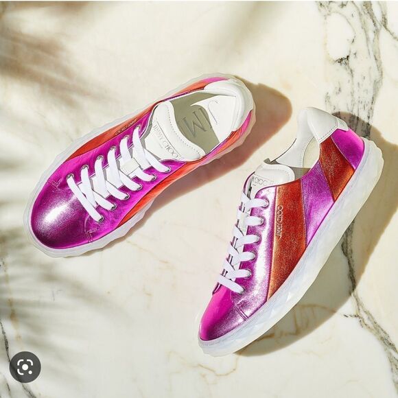 Jimmy Choo Diamond Light/F Leather Sneakers - Picture 1 of 5